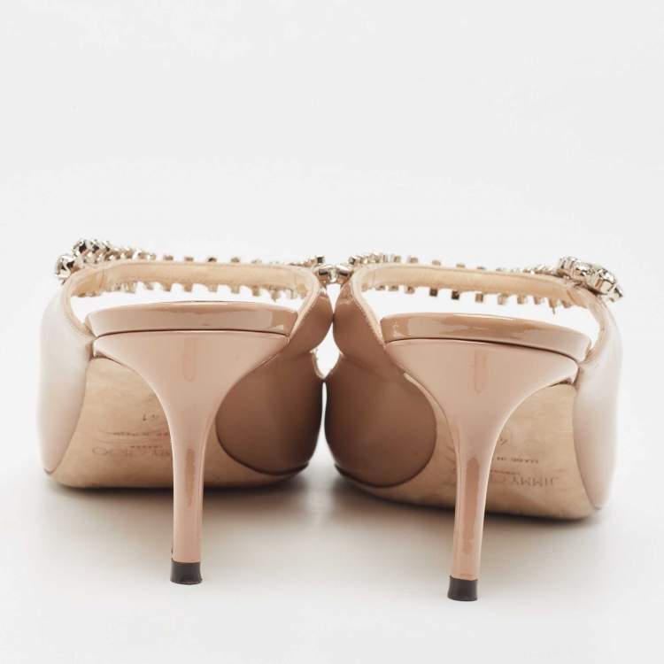 Pre Owned Jimmy Choo Dusty Pink Patent Leather Bing Mules Size 41