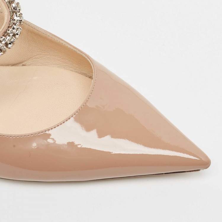 Pre Owned Jimmy Choo Dusty Pink Patent Leather Bing Mules Size 41