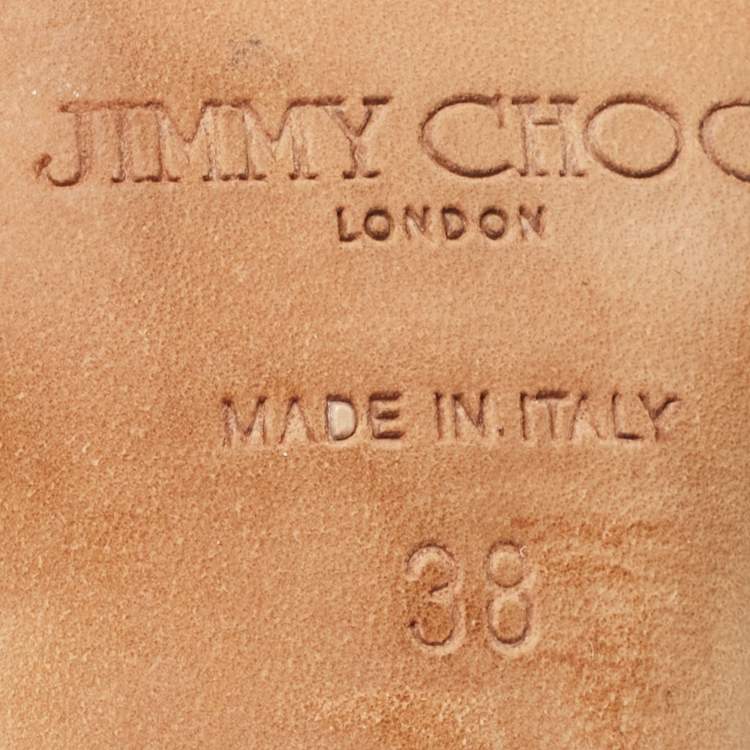 مملوكة مسبقًا Jimmy Choo Black Laminated Suede Macy Ankle Strap Sandals Size 38