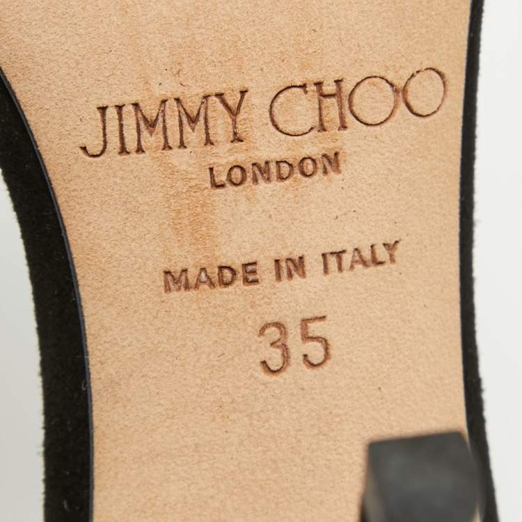 Pre Owned Jimmy Choo Black Suede Viola Tassel Fringe Sandals Size 35