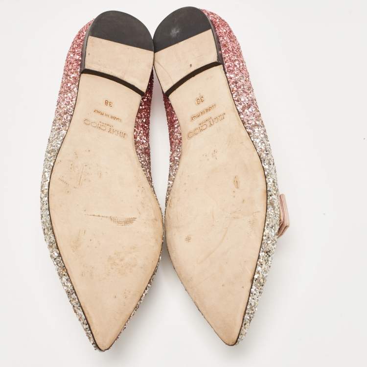 Pre Owned Jimmy Choo Multicolor Glitter Galan Smoking Slipper Size 38