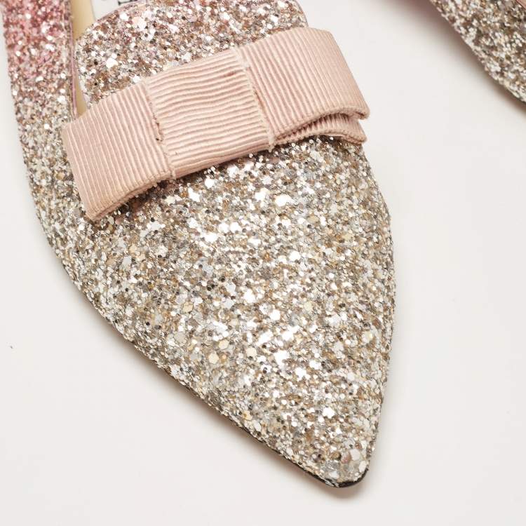 Pre Owned Jimmy Choo Multicolor Glitter Galan Smoking Slipper Size 38