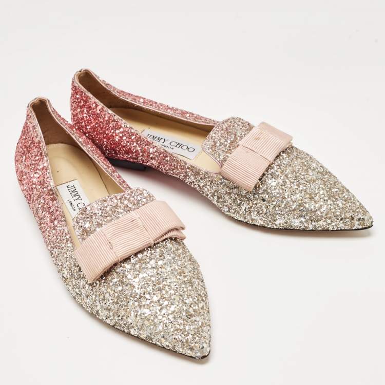 Pre Owned Jimmy Choo Multicolor Glitter Galan Smoking Slipper Size 38