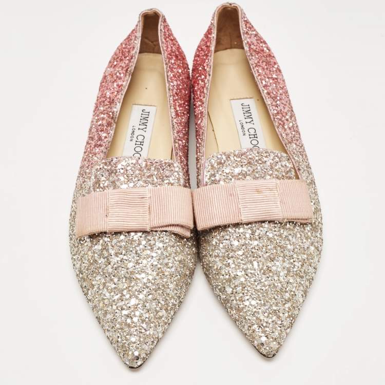 Pre Owned Jimmy Choo Multicolor Glitter Galan Smoking Slipper Size 38