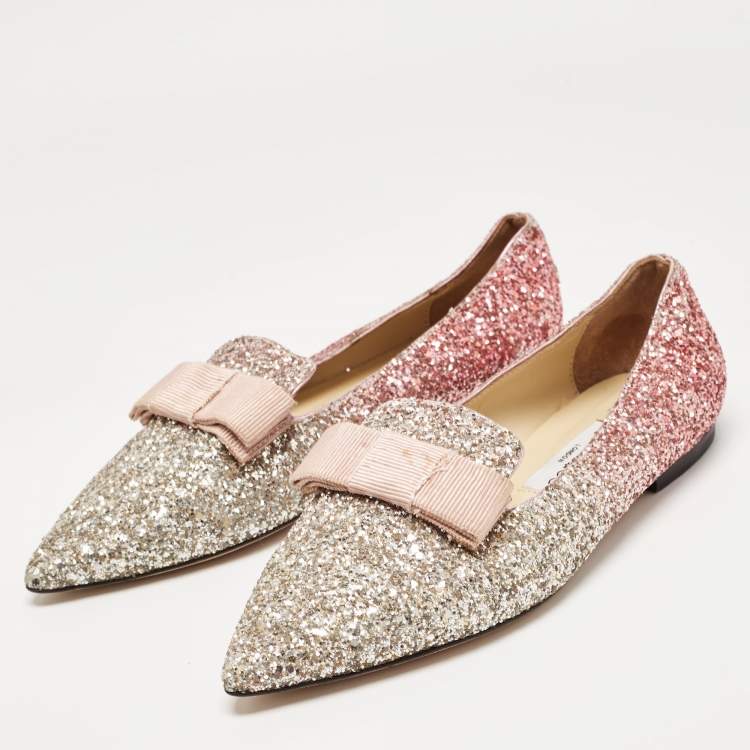 Pre Owned Jimmy Choo Multicolor Glitter Galan Smoking Slipper Size 38