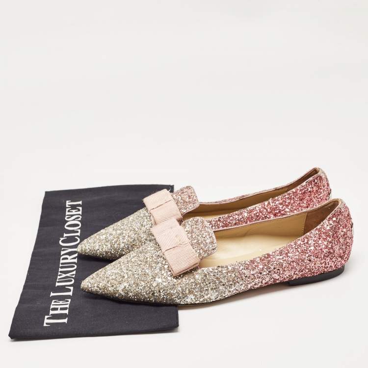 Pre Owned Jimmy Choo Multicolor Glitter Galan Smoking Slipper Size 38