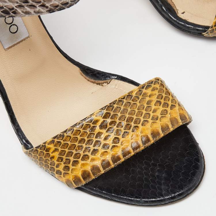 Pre Owned Jimmy Choo Multicolor Snakeskin Ankle Strap Sandals Size 39.5