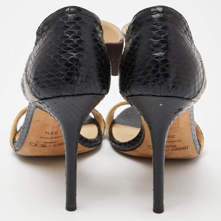 Pre Owned Jimmy Choo Multicolor Snakeskin Ankle Strap Sandals Size 39.5