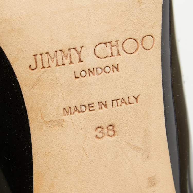 Pre Owned Jimmy Choo Black Patent Leather Love Pumps Size 38
