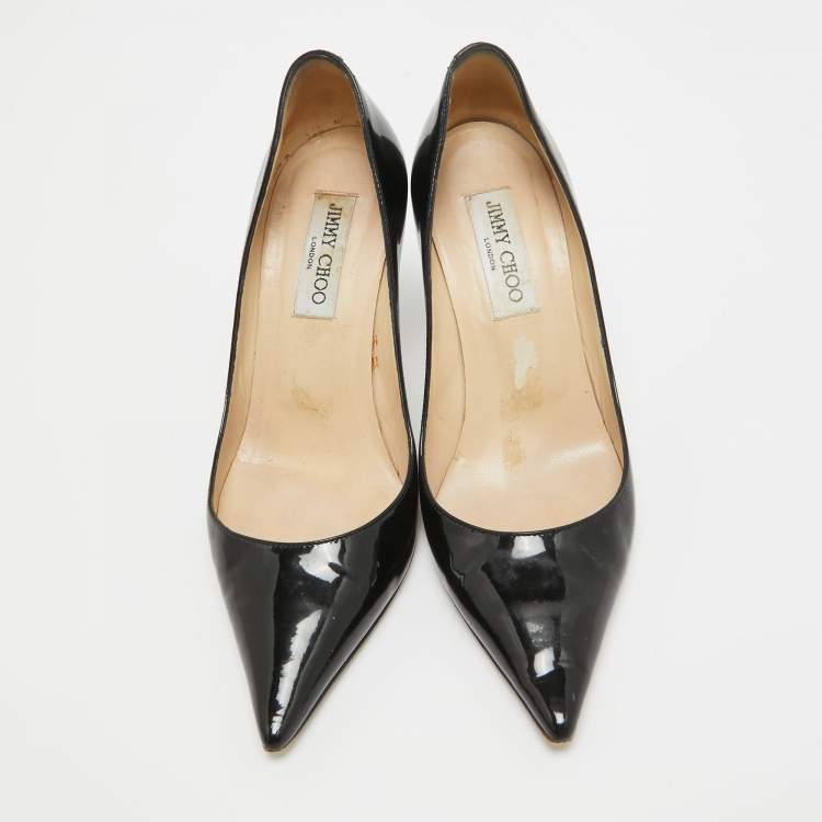 Pre Owned Jimmy Choo Black Patent Leather Love Pumps Size 38