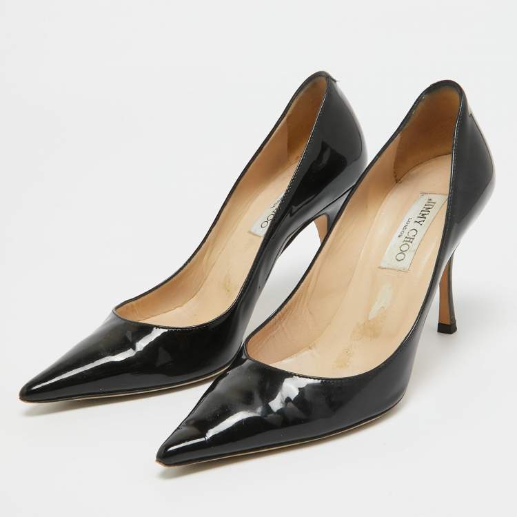 Pre Owned Jimmy Choo Black Patent Leather Love Pumps Size 38