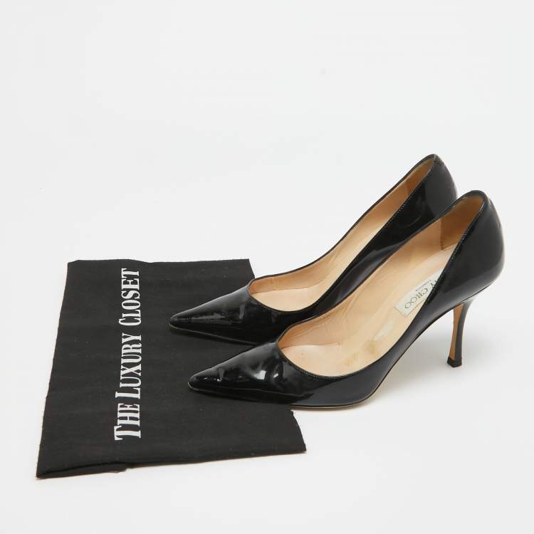 Pre Owned Jimmy Choo Black Patent Leather Love Pumps Size 38
