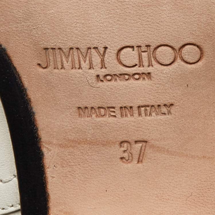 Pre Owned Jimmy Choo Off White Leather Ankle Boots Size 37