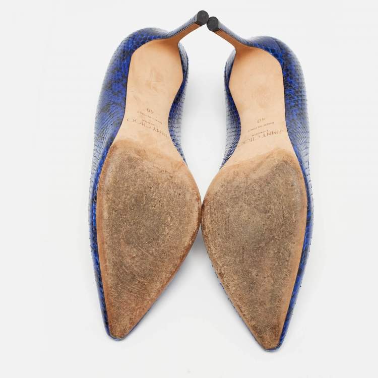 Pre Owned Jimmy Choo Blue/Black Watersnake Leather Romy Pumps Size 40