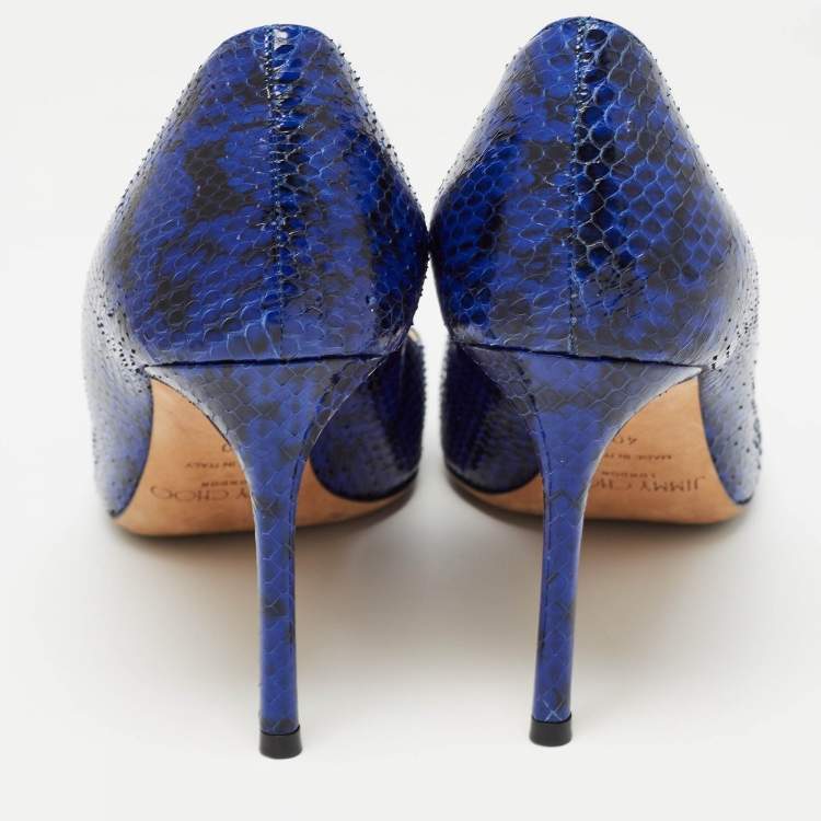 Pre Owned Jimmy Choo Blue/Black Watersnake Leather Romy Pumps Size 40