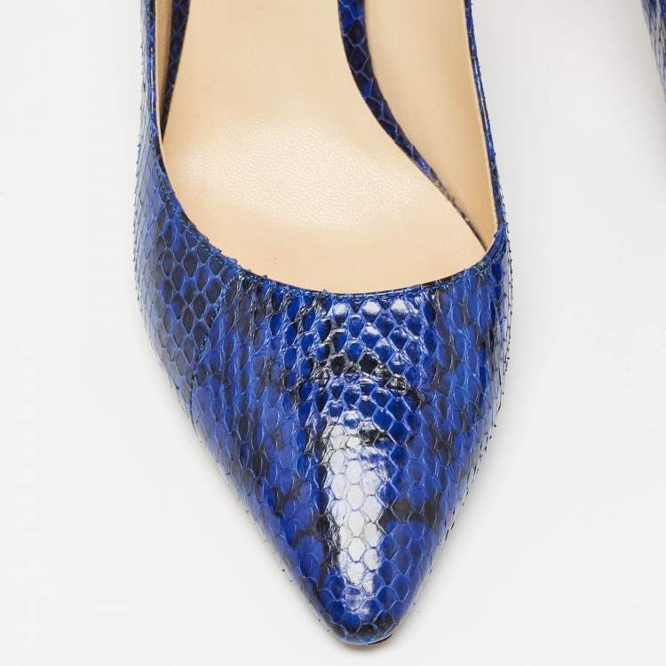 Pre Owned Jimmy Choo Blue/Black Watersnake Leather Romy Pumps Size 40