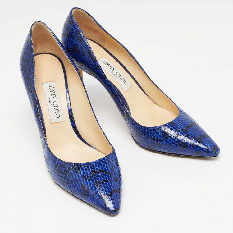 Pre Owned Jimmy Choo Blue/Black Watersnake Leather Romy Pumps Size 40