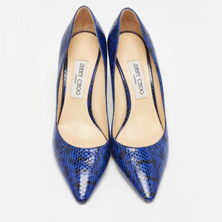 Pre Owned Jimmy Choo Blue/Black Watersnake Leather Romy Pumps Size 40