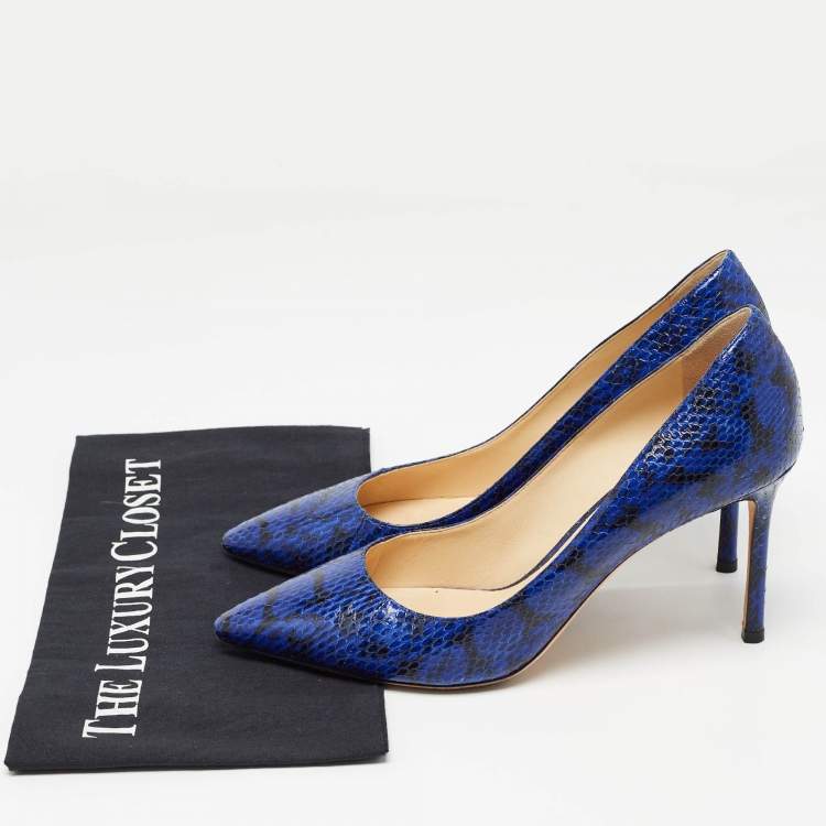 Pre Owned Jimmy Choo Blue/Black Watersnake Leather Romy Pumps Size 40