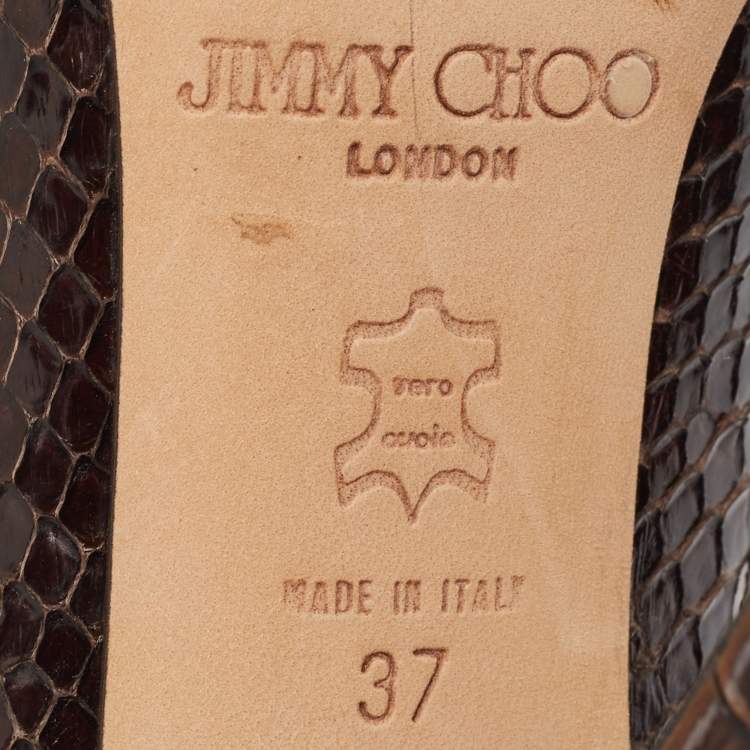 مملوكة مسبقًا Jimmy Choo Brown/Gold Python Pointed Toe Pumps Size 37