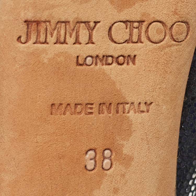 Pre Owned Jimmy Choo Multicolor Texture Suede Peep Toe Slingback Pumps Size 38  