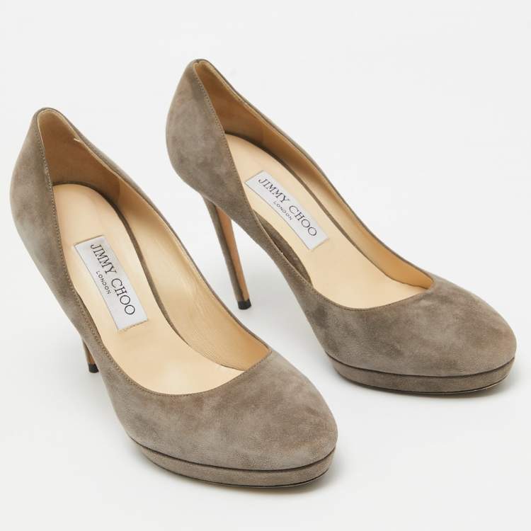 Pre Owned Jimmy Choo Grey Suede Cosmic Pointed Toe Pumps Size 39