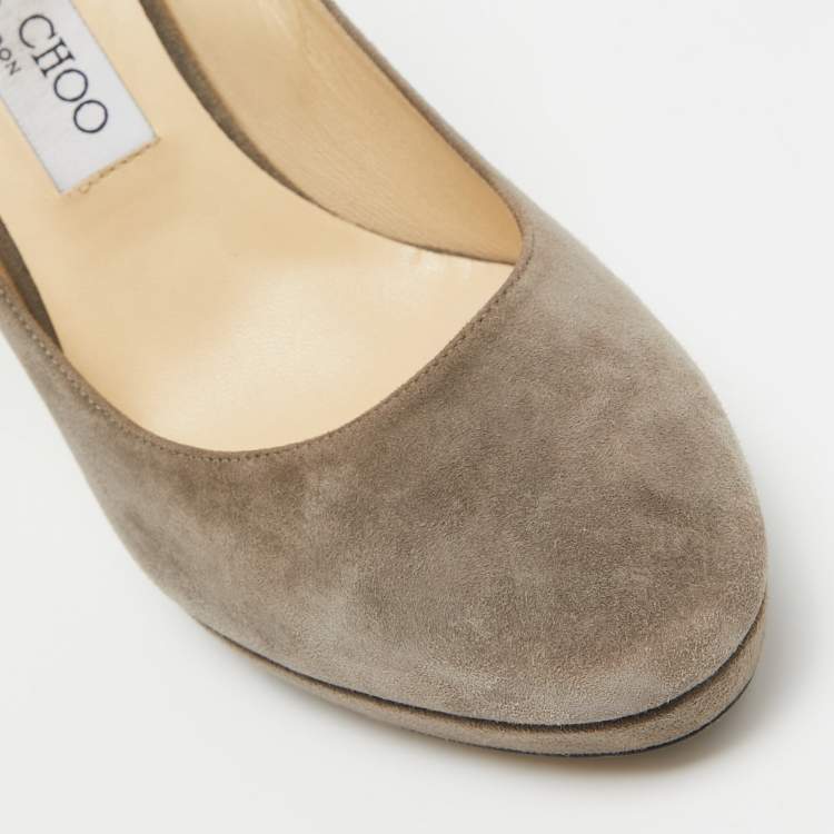 Pre Owned Jimmy Choo Grey Suede Cosmic Pointed Toe Pumps Size 39