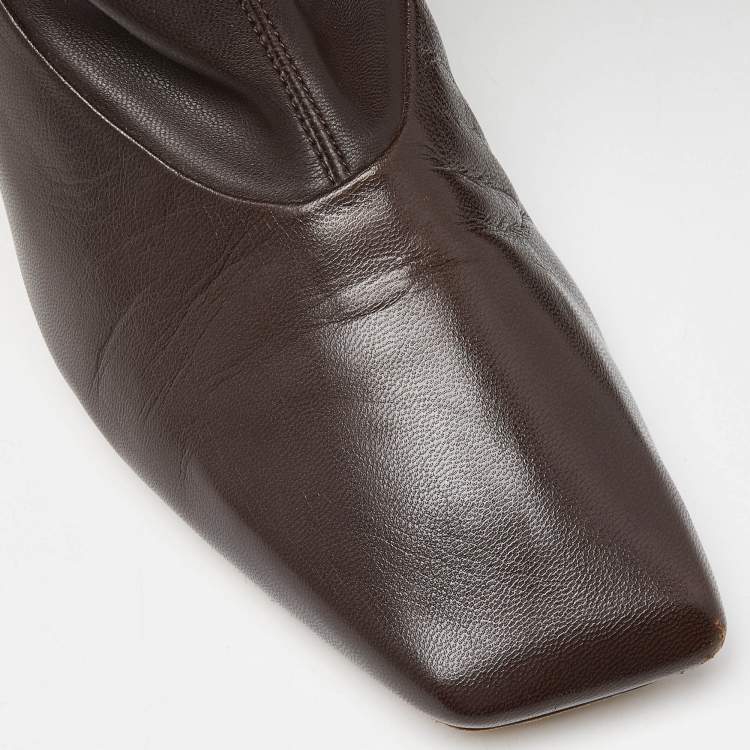 Pre Owned Jimmy Choo Brown Leather Over The Knee Length Boots Size 40