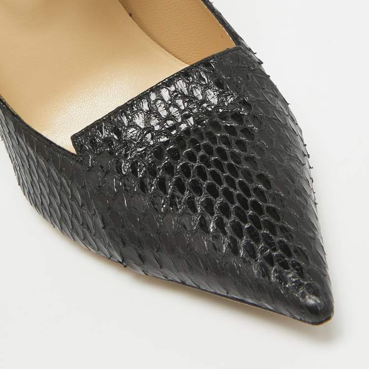 Pre Owned Jimmy Choo Black Python Ankle Cuff Pumps Size 38.5