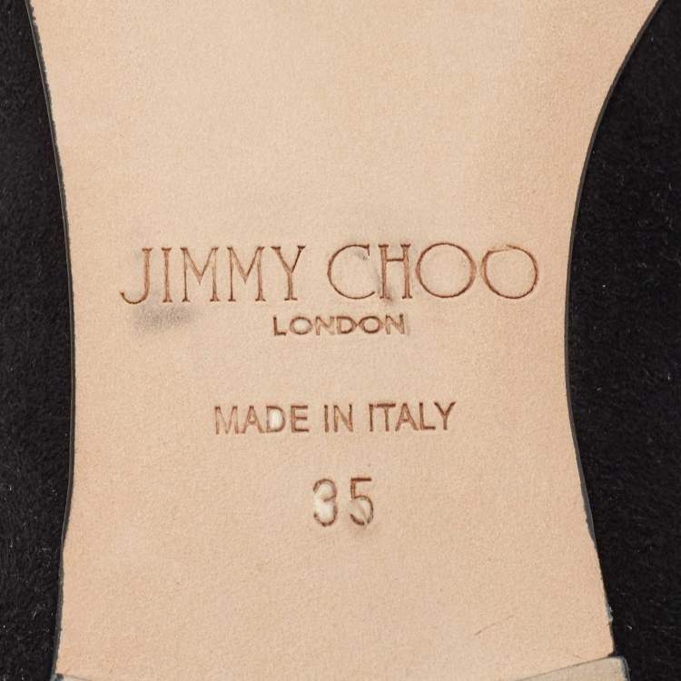Pre Owned Jimmy Choo Black Suede Gala Smoking Slipper Size 35