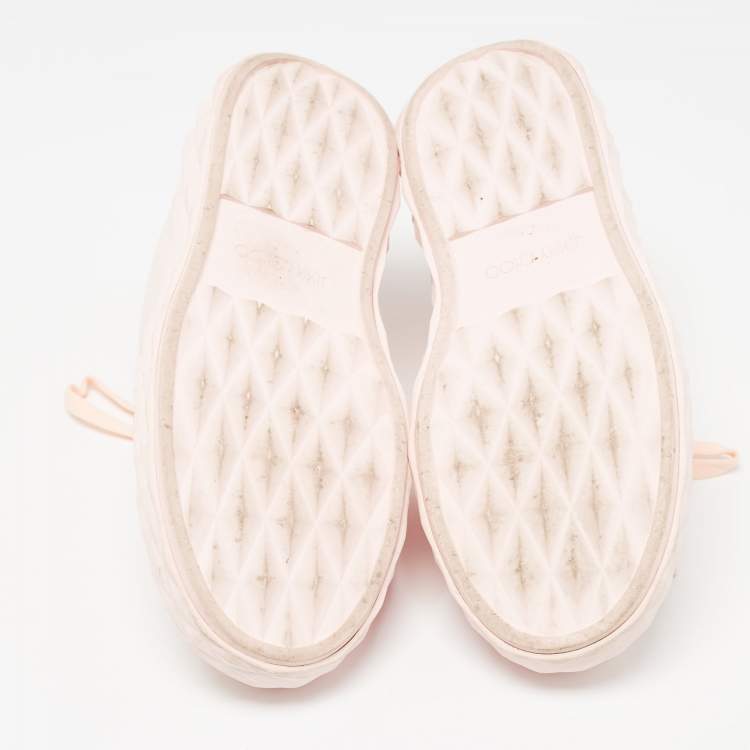 Pre Owned Jimmy Choo Pink Knit Fabric Diamond Light Maxi Sneakers Size 40