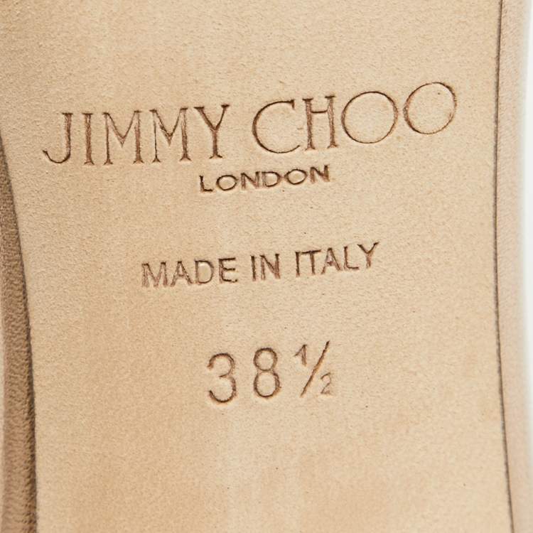 Pre Owned Jimmy Choo Gold Leather Minny Ankle Strap Sandals Size 38.5