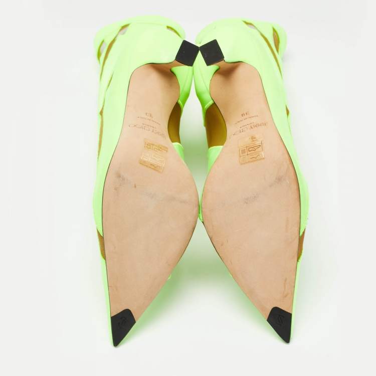 Pre Owned Jimmy Choo Green Mesh and Nylon Sock Boots Size 39 