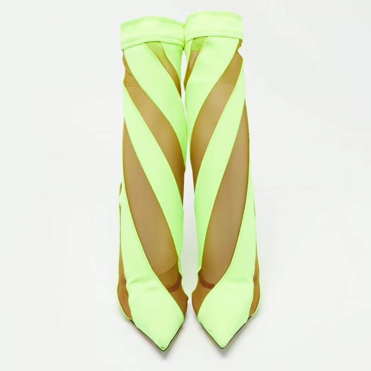Pre Owned Jimmy Choo Green Mesh and Nylon Sock Boots Size 39 