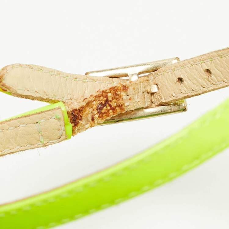 Pre Owned Jimmy Choo Neon Yellow Leather Lance Sandals Size 36