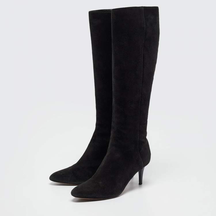 مملوكة مسبقًا Jimmy Choo Black Suede Pointed Toe Knee Length Boots Size 36.5