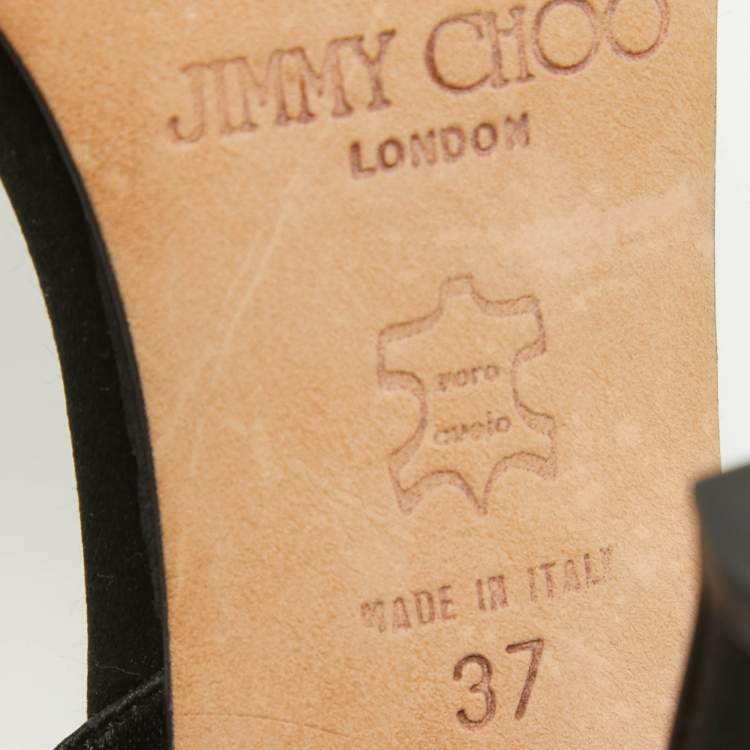 Pre Owned Jimmy Choo Black Satin Slingback Sandals Size 37