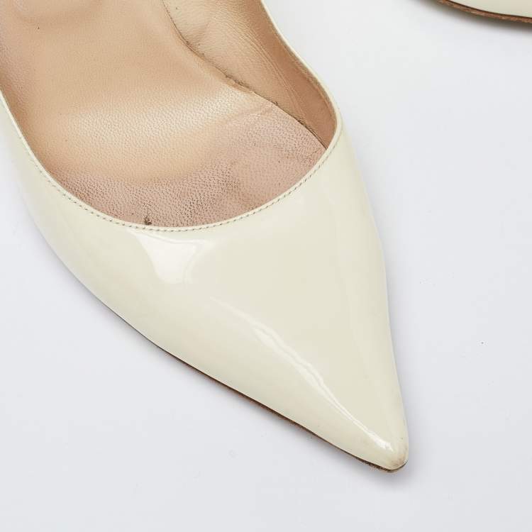 Pre Owned Jimmy Choo White Patent Leather Romy Pointed Toe Pumps Size 41