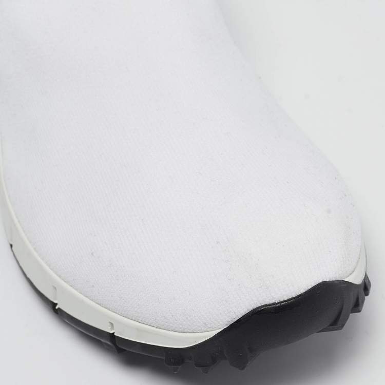 Pre Owned Jimmy Choo White Knit Fabric Verona Low Top Sneakers Size 36