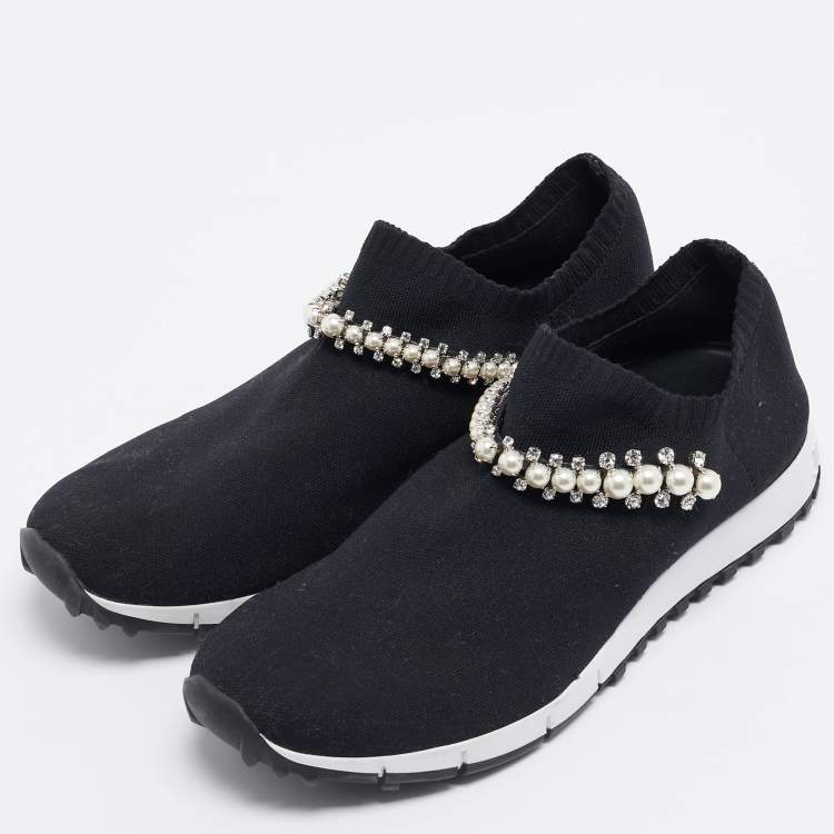 履きやすい♪【Jimmy Choo】VERONA LUREXニット スニーカー Black Knit Trainers with Crystals | VERONA | Autumn 2022