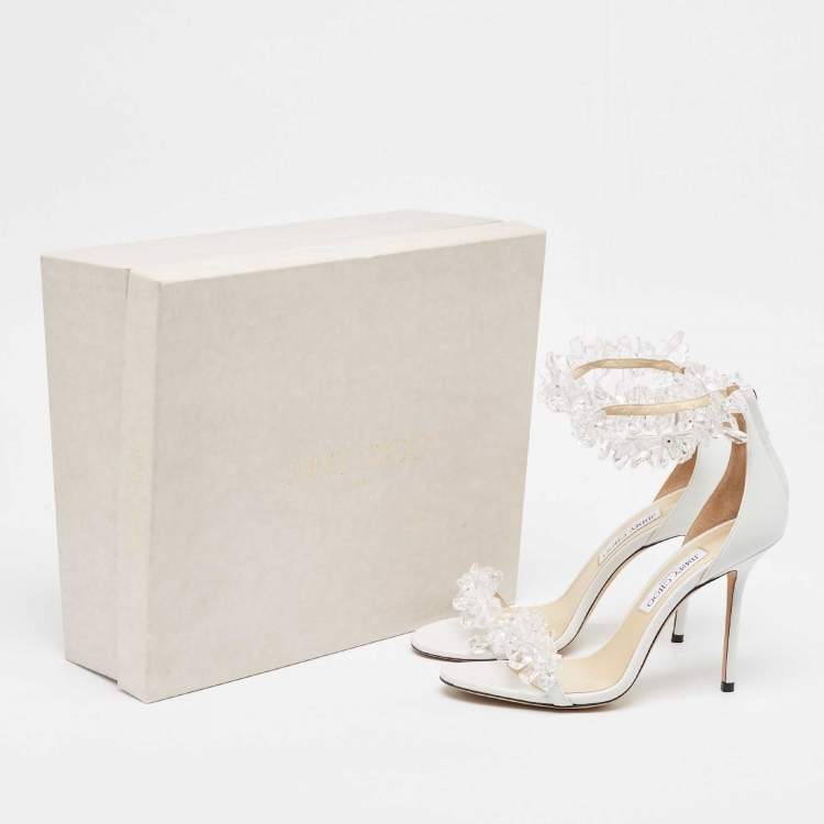 Pre Owned Jimmy Choo White Leather Maisel Sandals Size 40