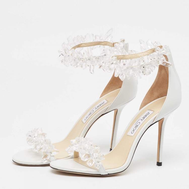 Pre Owned Jimmy Choo White Leather Maisel Sandals Size 40