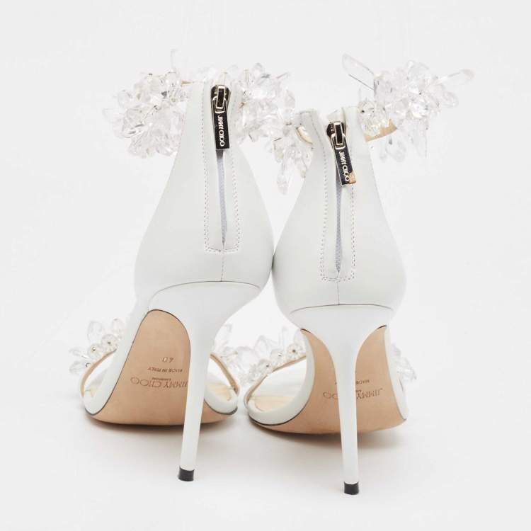Pre Owned Jimmy Choo White Leather Maisel Sandals Size 40