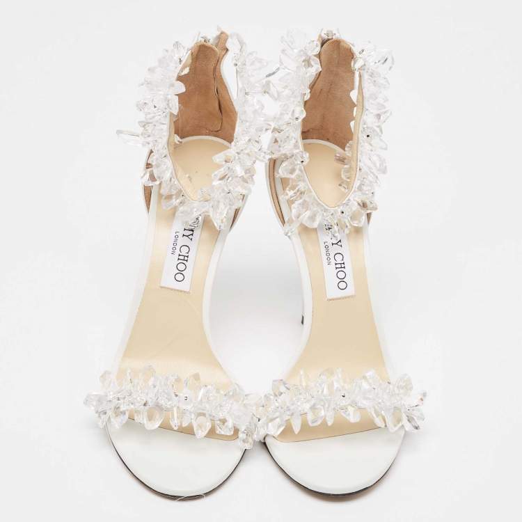 Pre Owned Jimmy Choo White Leather Maisel Sandals Size 40