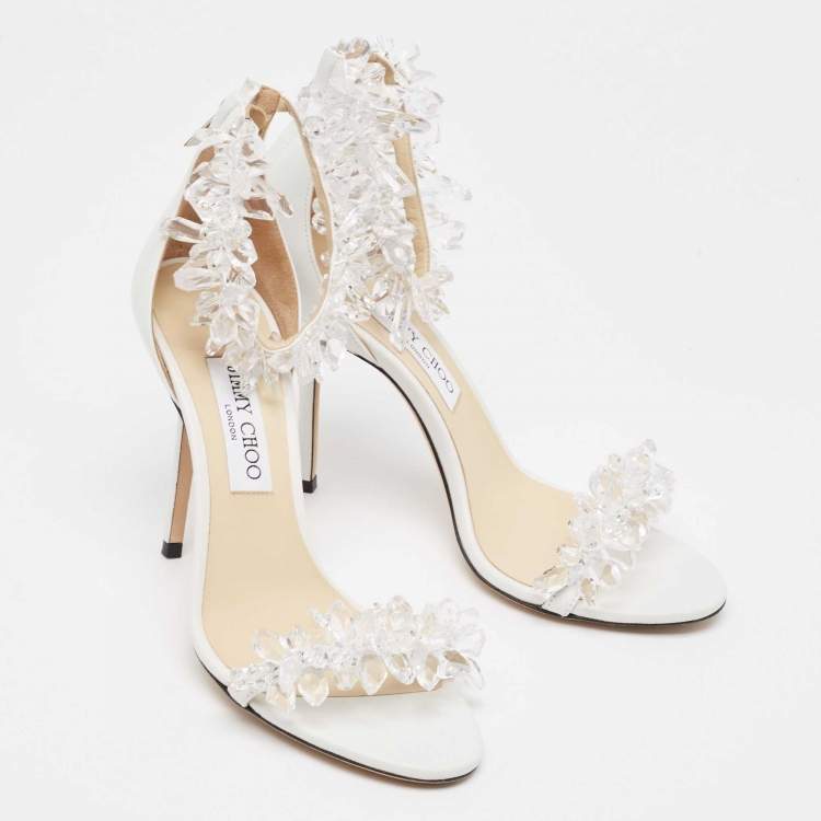 Pre Owned Jimmy Choo White Leather Maisel Sandals Size 40