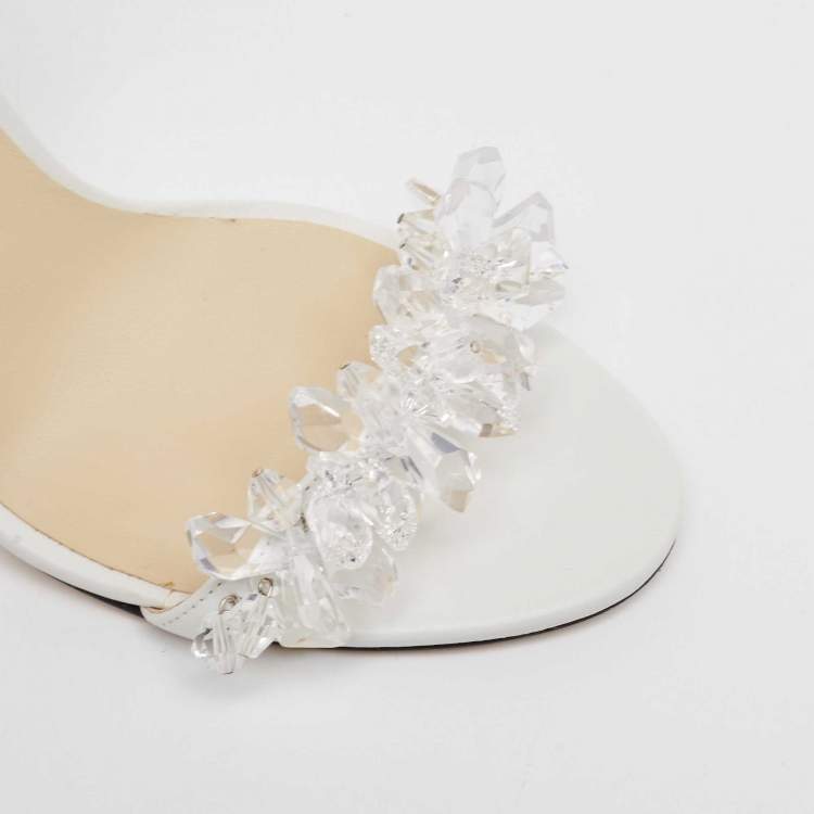 Pre Owned Jimmy Choo White Leather Maisel Sandals Size 40
