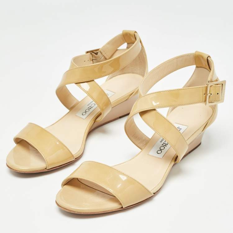 Pre Owned Jimmy Choo Yellow Patent Leather Chiara Sandals Size 36