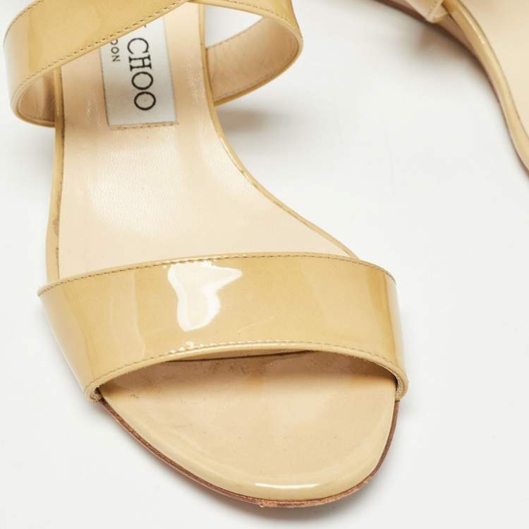 Pre Owned Jimmy Choo Yellow Patent Leather Chiara Sandals Size 36