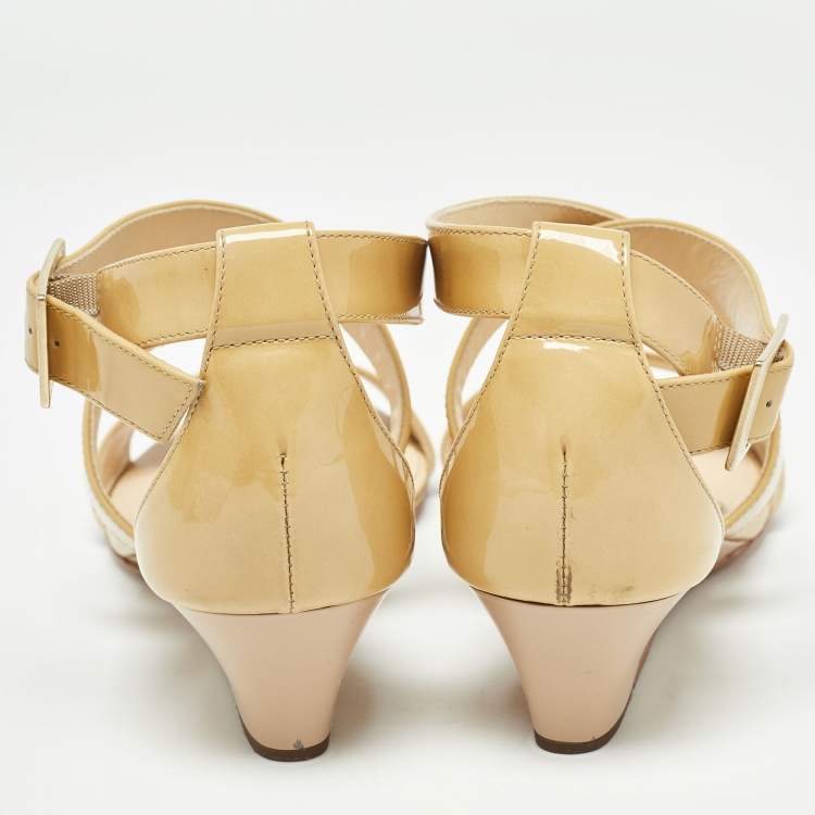 Pre Owned Jimmy Choo Yellow Patent Leather Chiara Sandals Size 36