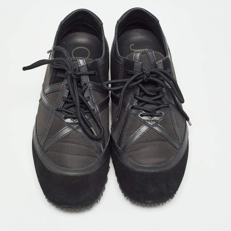 Pre Owned Jimmy Choo Black Suede and Leather Lace Up Sneakers Size 39   